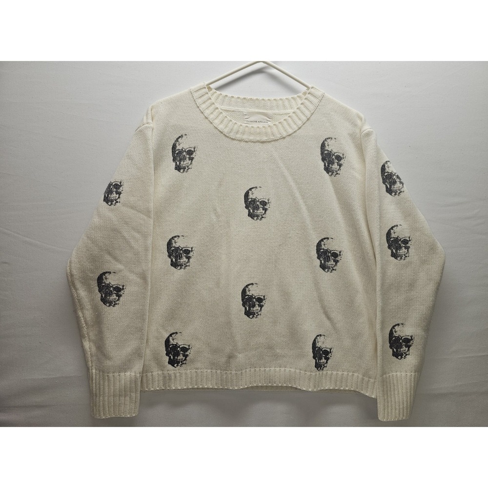 Panache Apparel Crewneck Sweater Size L Skulls Esoteric Weekend Wear